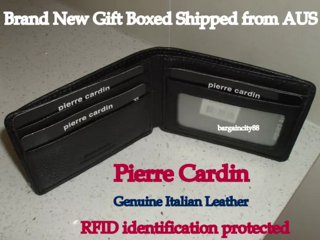 Pierre Cardin-RFID Blocking-Fine Genuine Italian Leather Mens Bifold Slim Wallet