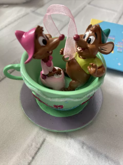 Disney Store Gus Suzy Tea Cup Hanging Ornament Cinderella Christmas #J3