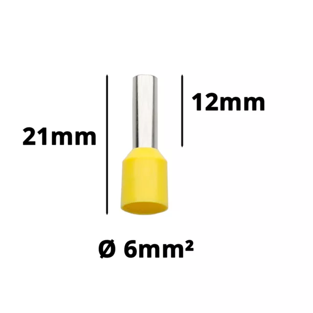 Aderendhülsen 6mm² gelb isoliert Hülse 12mm Gesamtlänge 21mm