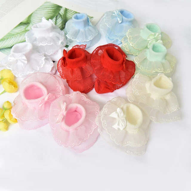 1Pair Baby Tutu Lace Bow Frilly Short Cotton Socks Bow Girls Infant Newborn Sock