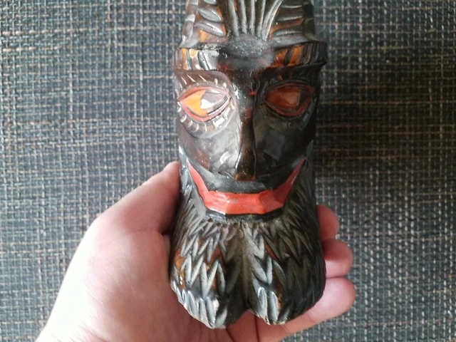 Wooden DEVIL EVIL traditional Handmade Hand Crafted VINTAGE OLD RARE CARVED