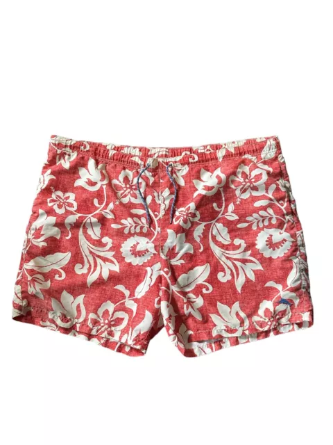 Tommy Bahama Relax Mens Floral Print Swim Trunks Shorts White Red Size 2XL Mesh