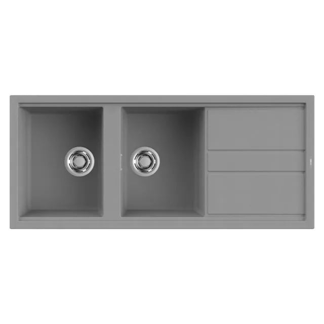 Lavello Elleci Incasso Cucina Best 2 Vasche LGB50048NA 116x51 Grigio Cemento