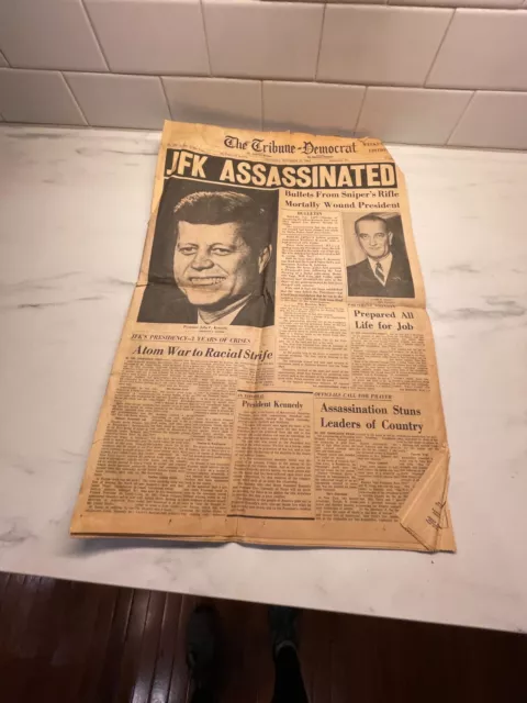 Jfk Kennedy Assassinated Nov 23 1963 Newspaper Tribune Democrat Johnstown Pa