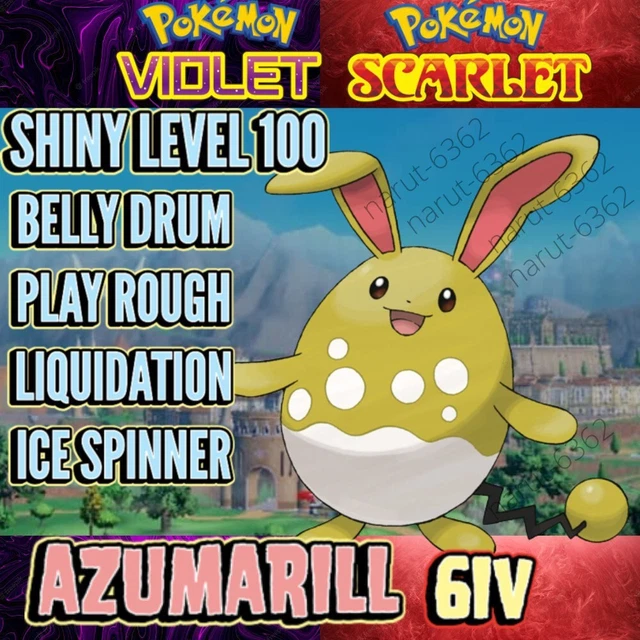 Azumarill SHINY 6IV Per Pok&eacute;mon Scarlatto E Viola - Pronto Per Battaglie Competitive E Tera Raid