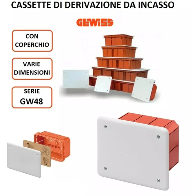 Cassette Di Derivazione Gewiss Incasso Interno Ip40  Serie Gw48 Scatola A Parete