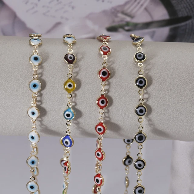 Gold Lucky Evil Eye Stainless Steel Chainfor Neckalce Anklet Bracelet Making 40' 3