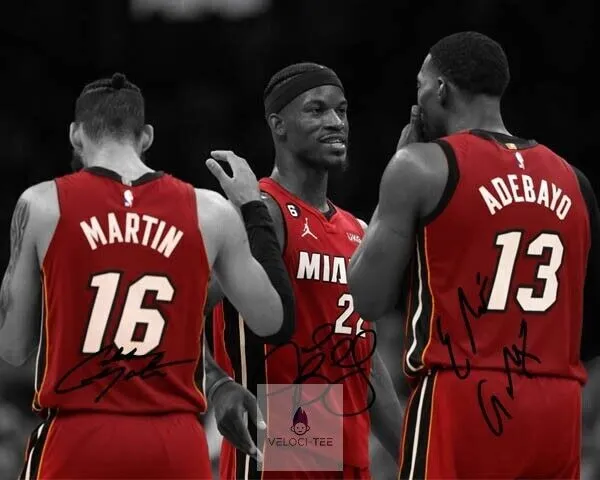 Jimmy Butler Bam Adebayo Caleb Martin Miami Heat Signed Photo Autograph Poster