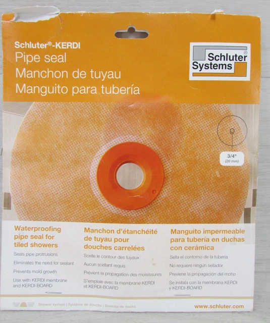 SCHLUTER®KERDI WATERPROOFING PIPE Seal for 3/4" Pipe Open Box 10.89
