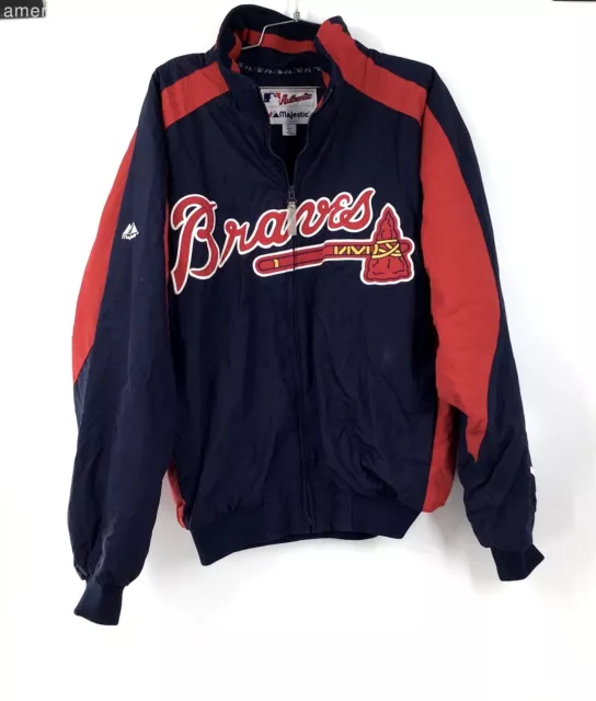 MAJESTIC MEN'S MLB Atlanta Braves Bomber Jacket - Size Large $17.50 ...