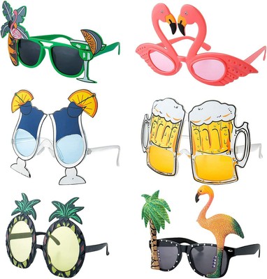 A occhiali da sole da Hawaiian Tropicale luau divertenti occhiali da vista per cocktail,Accessori per Costumi da Festa in Spiaggia Estiva Tropicale 6 paia di Occhiali da Sole Divertenti 