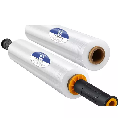 SUNQEBO Stretch Wrap Roll with Handle, 15 Inch x 1000ft Plastic Wrap for Moving,