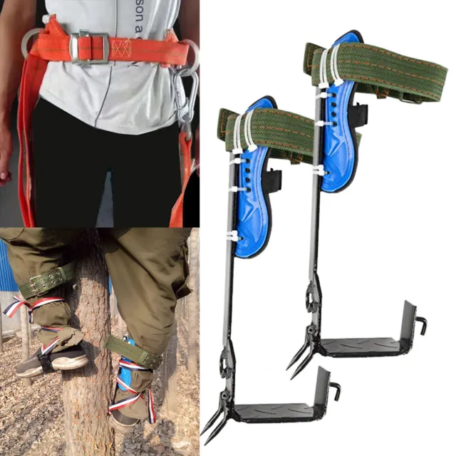 2 Gears Safety Adjustable Belt Tree Climbing Spike Set Lanyard Rope Rescue Belts