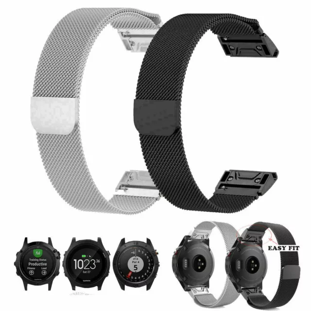 26mm Metal Quick Fit Magnetic Milanese Watch Band Strap For Garmin Tactix 7