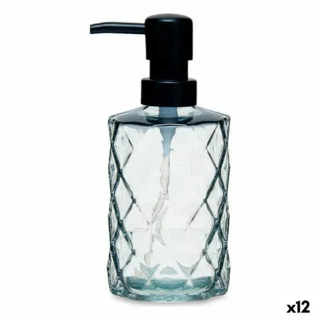 Distributeur de Savon Diamant Verre Noir Plastique 410 ml [12 Unités]