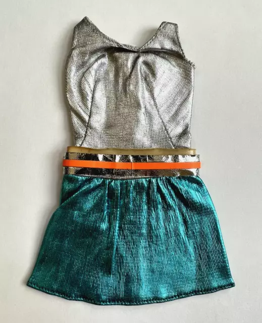 Vintage Barbie ZOKKO #1820 Dress 1968 Silver Blue Lame Metallic Mini Dress WOW,