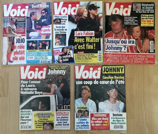 8 revues neuf  VOICI JOHNNY HALLYDAY en première page 1992/1995/1998/1999