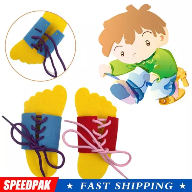 2x Kids Learn To Lace Tie Shoes Practice Lacing Learning Children's FA Shoe H9G3