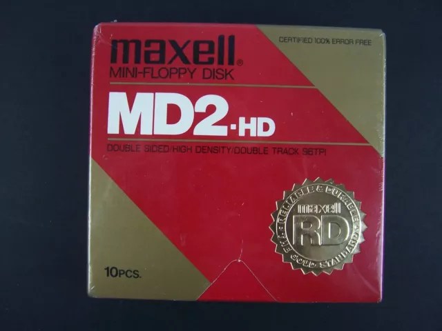 Maxell Mini-Floppy Disk 10 Pc MD2-HD Box New Sealed