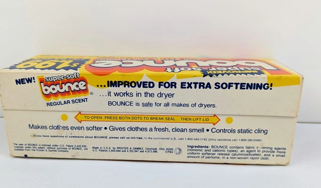 BOUNCE Fabric Softener 40 Dryer Sheets Movie TV Prop Box Vintage Extra Softening 3