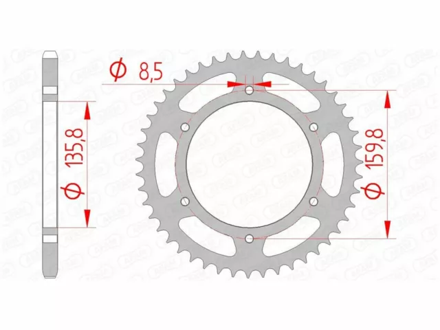 Couronne AFAM 40 dents acier standard pas 520 type 35304 ( Sports motorisés ) -