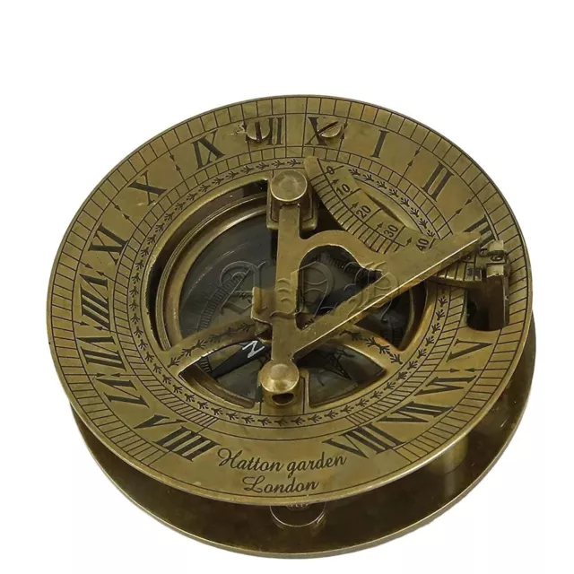Antik-Messing-Sonnenuhr & Kompass Nautisch inspirierter Design-Kompass...