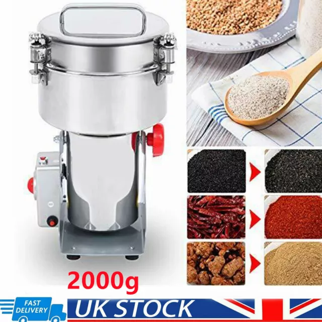 2000g Electric Herb Grain Mill Grinder Wheat Grind Machine High Speed 1800W 220V