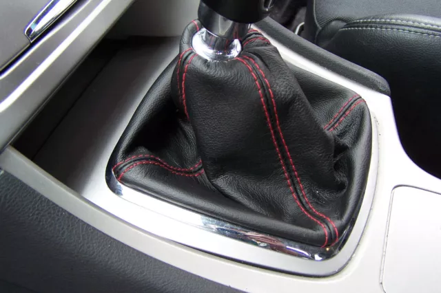 Gear Stick Gaiter For Ford Mondeo MK4 2007-2013 Black Genuine Leather Red Stitch