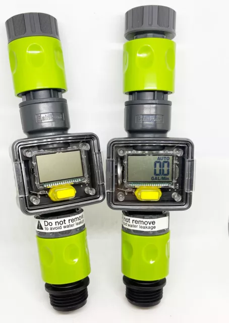 Lot TWO Digital Water Flow Meter Measure Gallon Liter Consumption Lawn Garden