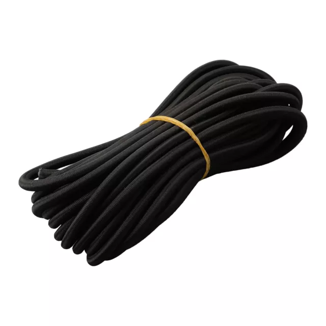 6mm  Elastic Bungee Rope Shock Cord Tie Down Boats Trailers 10m Strong - Black