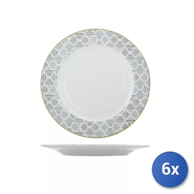 6x Vaisselle Étages H&h Osaka Neuf Bone China Blanc Cm26,5