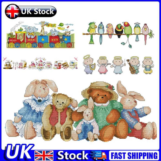 14CT Stamped Mosaic Embroidery DIY Happy Cross Stitch Kits for Home Decor Gift U