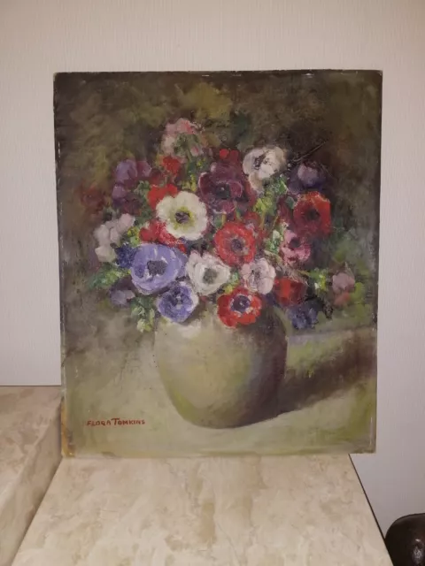 Beautiful Flora Tomkins Signed Still Life 'Flowers in Jug' Oil Painting