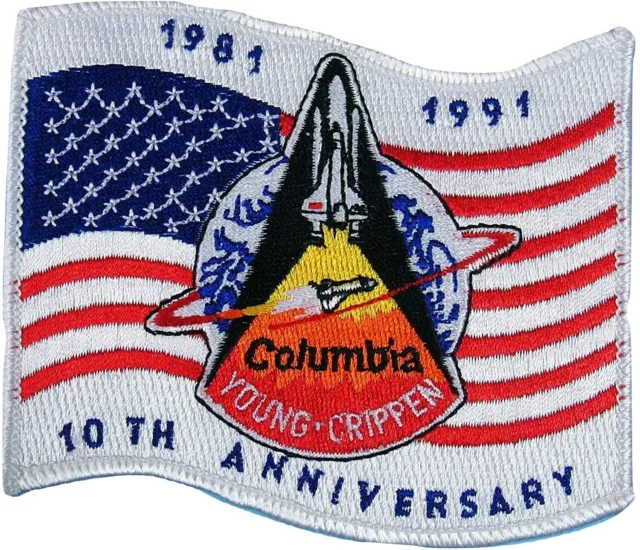 NASA PATCH vtg STS-1 Space Shuttle COLUMBIA 10th ANNIVERSARY Young Crippen 4"
