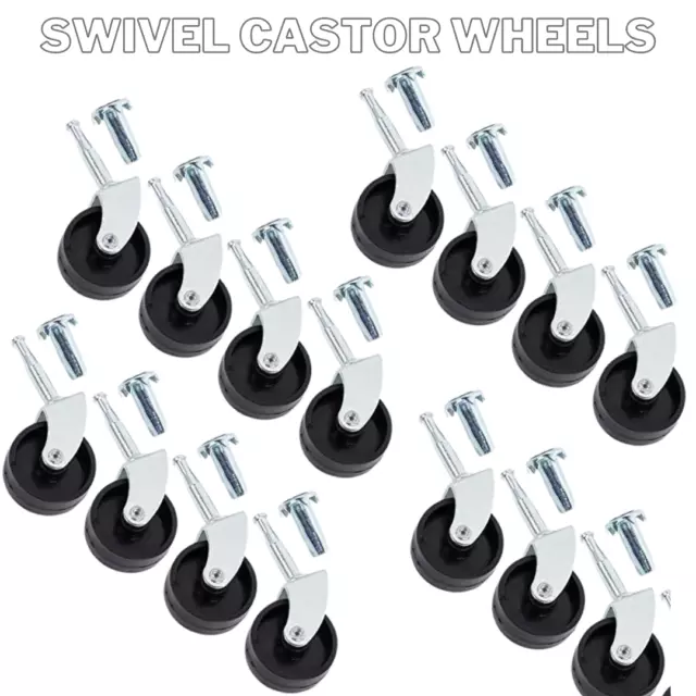 4x Heavy Duty Swivel Castor Wheels 40mm Trolley Furniture Casters With Sockets