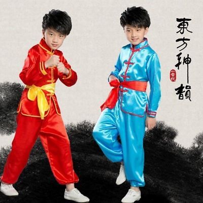 Bambini Ragazzi Tuta Kung Fu Arti Marziali Bambini Cinese Tradizionale Costume Uniforme