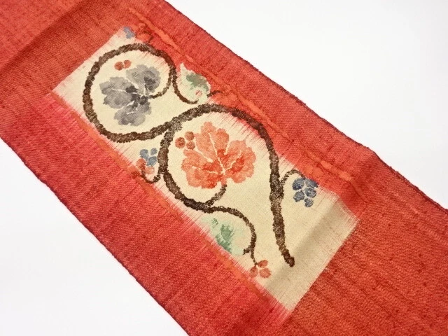 6550835: Japanese Kimono / Vintage  Nagoya Obi / Mawata Tsumugi / Woven Tanzaku