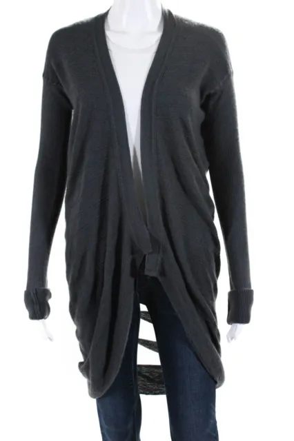 Rick Owens Womens Open Front Cut Out Cashmere Cardigan Sweater Gray Size Medium