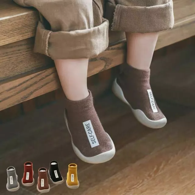 Kids Baby Boys Infant Toddler Anti-slip Slippers Socks Soft Shoes Winter Warm UK