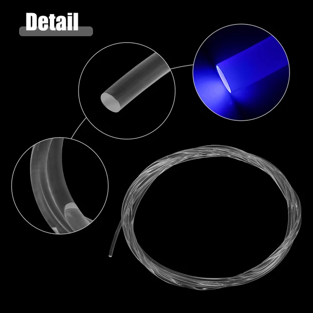 Sourcing Map PMMA Lateral Brillo Para LED Luz Guía En Casa, Hotel Fibra Óptica Cable Transparente 0.75mm 50M