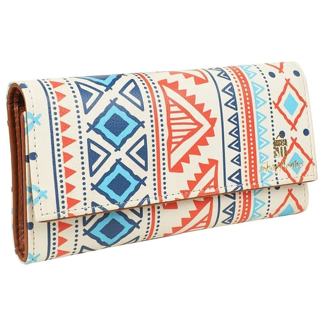 Nuevo Vector Tribal Étnico Estampado Multicolor Piel Sintética de Mujer Cartera