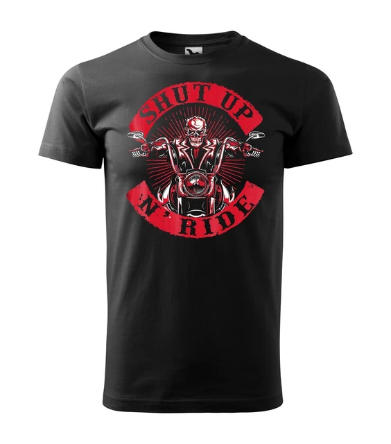 Shut Up N Ride Skeleton Biker Motociclista Rider Skull T Shirt S M L Xl 2Xl