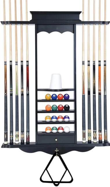 Billiards Pool Stick Holder Wall Mount 10 Cue Rack Only with Chalk Holder