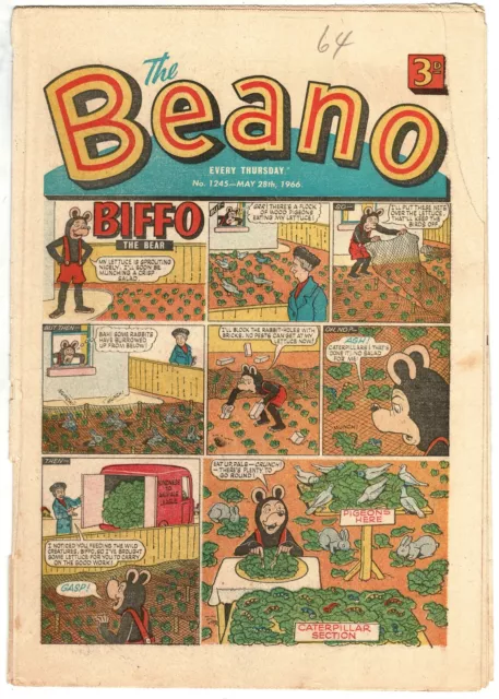The Beano #1245 28th May 1966 Dennis Menace Bash Street Kids - combined P&P