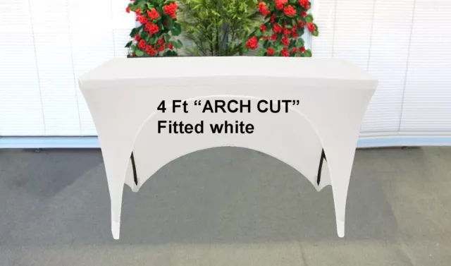 4-way stretch Rectangular spandex Fitted Tablecloth Table cover White ARCH 4 ft