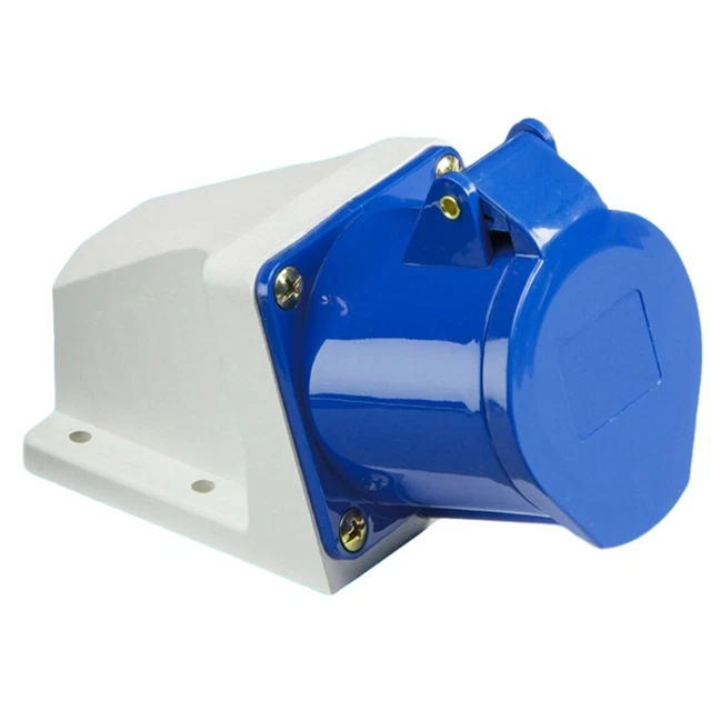 220V 16A 3 Alfiler Ip44 resistente a la intemperie Surface Mount Power Enchufe de entrada con cubierta