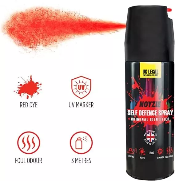 UK Legal Self Defence Pepper Spray - Long Lasting Criminal Identifier UV Spray.