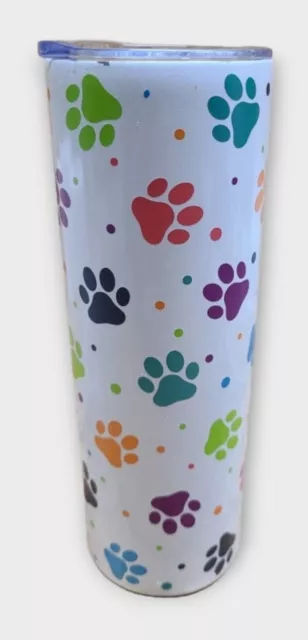 SassyCups "Dog Paws Tumbler" Cup | Multicolor Vacuum Insulated Stainless Steel.