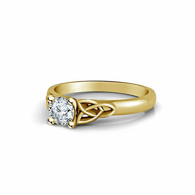 1 Ct Round Cut Simulated Diamond Solitaire Engagement Ring 14K Yellow Gold Over