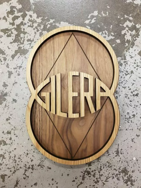 Gilera Motorcycle Wall Plaque Oak on American Walnut - Motorbike Memorabilia